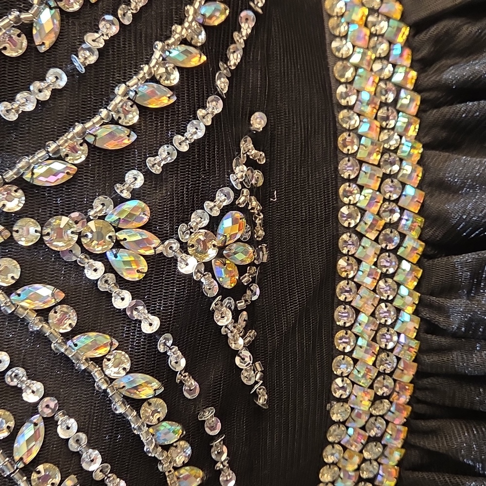 Nwot XL Anny Lee Black and Zirconia  Mini Dress Ballroom - Picture 12 of 17
